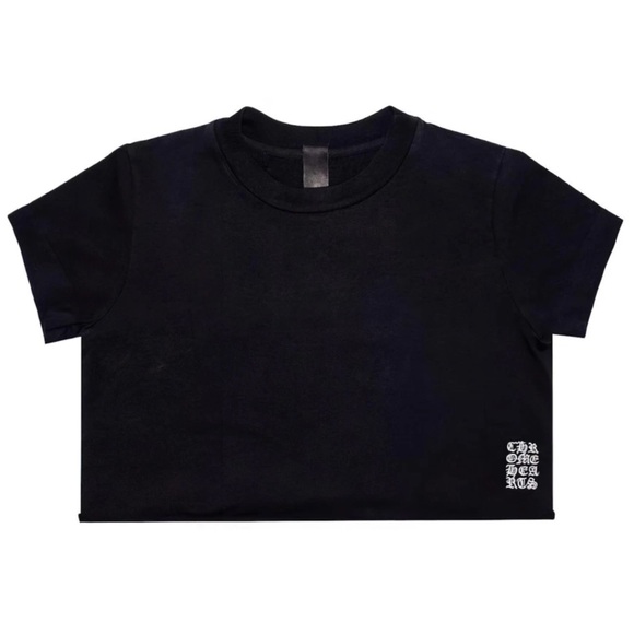 Chrome Hearts Script Logo Black Short Sleeve Cotton Cropped T Shirt Tee Small S